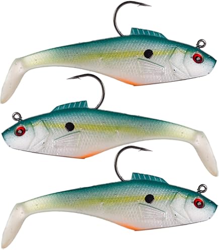 Berkley PowerBait Pre-Rigged Swim Shad Fishing Bait, Baby Bass, 3in