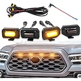 GSOWO Upgraded 4 PCS LED Grill Lights for 2020-2023 Tacoma TRD Off Road & Sport OEM Grille, Led Grill Light with Fuse Adaptor, Tacoma accessories, Amber Lighting