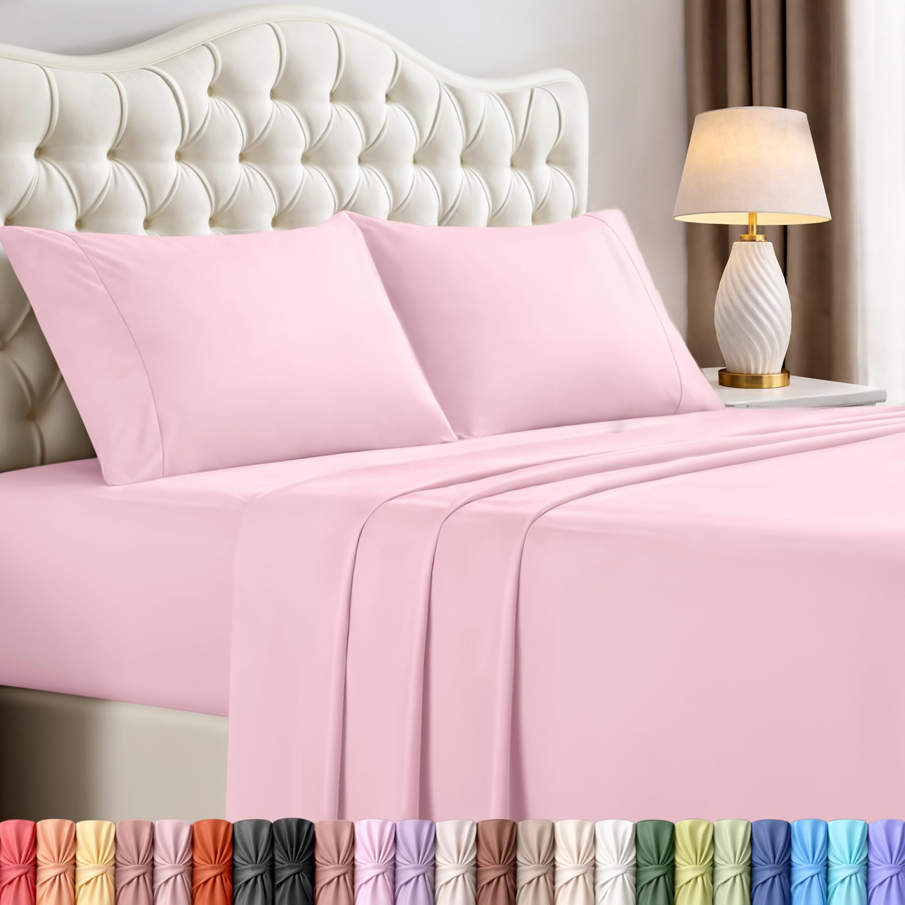 Utopia Bedding Queen Bed Sheets Set - 4 Piece Bedding - Brushed Microfiber - Shrinkage and Fade Resistant - Easy Care (Queen, Pink) — image 1