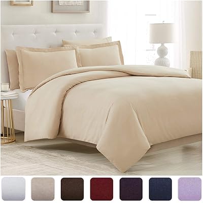 Mellanni Duvet Cover Twin Set, 3-Piece with Pillowcase, Beige
