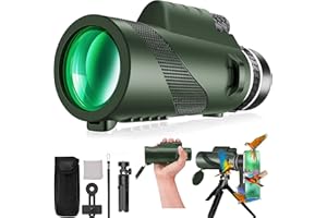 Monocular-Telescope 80x100 High Powered Monoculars High Definition for Adults High Powered with Smartphone Adapter Telescope Hunting Wildlife Bird Watching Travel Camping Hiking-Green