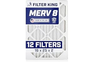 Filter King 16x25x2 Air Filter | 12-PACK | MERV 8 HVAC Pleated A/C Furnace Filters | MADE IN USA | Actual Size: 15.5 x 24.5 x 1.75"