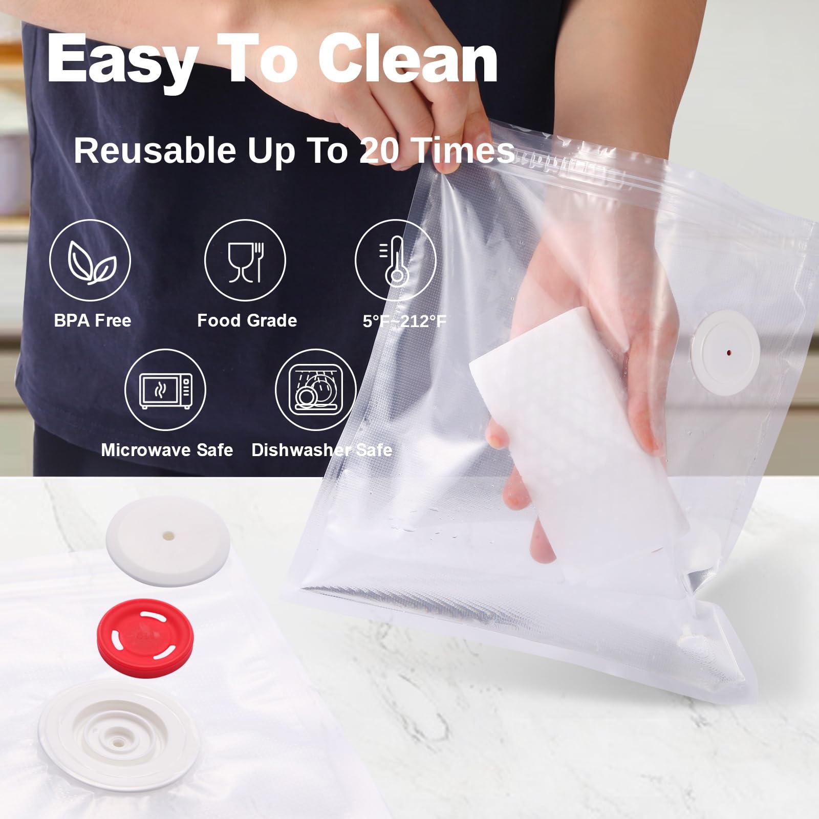 30 Upgraded Reusable Vacuum Sealer Bags(20p 8
