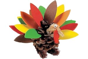 ORIENTAL TRADING Pinecone Turkey Craft Kit - Makes 12 - DIY Thanksgiving Crafts for Kids