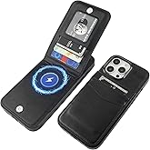 KIHUWEY for iPhone 16 Pro Max Case Wallet Compatible with MagSafe Wireless Charging, Credit Card Holder, RFID Flip Leather Magnetic Clasp Kickstand Heavy Duty Protective Cover 6.9 Inch (Black)