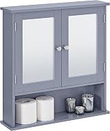 Yaheetech Wall-Mounted Mirror Cabinet Grey 56x58x13 cm with Adjustable Shelves