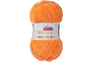 HIVEROOTS 1 Skein/Pack Himalaya Dolphin Baby Chenille Yarn, Each Ball 100 gr (3.5 oz), 120 m (132 Yards), 100% Polyester, Super Bulky Baby Blanket Velvet Amigurumi Yarn, 80316 - Orange