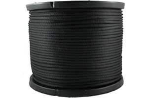 QUALITY NYLON ROPE 1/4 inch Black Dacron Polyester Rope - 500 Foot Spool | Industrial Grade - High UV and Abrasion Resistance - Low Stretch