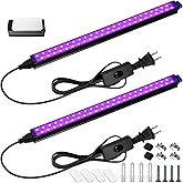 Barrina Black Light Bar, 10W 1FT Magnetic LED Black Lights, for Glow Party, Fluorescent Poster Paint, Blacklight Halloween Decorations, Linkable UV Light, Plug with Built-in ON/Off Switch, 2 Packs