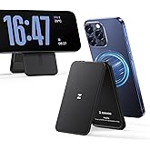 ZEEHOO for MagSafe Wallet, Magnetic Wallet for iPhone-Adjustable Stand, Ultra-Strong Magnetic Silicone Phone Card Holder, Lightweight Card Holder for iPhone16/ 15/14/13/12 Series, Excl. Mini(Black)