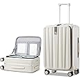 Hanke 26 Inch Large Luggage Suitcase Top Opening Aluminum Frame Travel Luggage Hard Shell Suitcases with Wheels for Woman Men.(Ivory white)