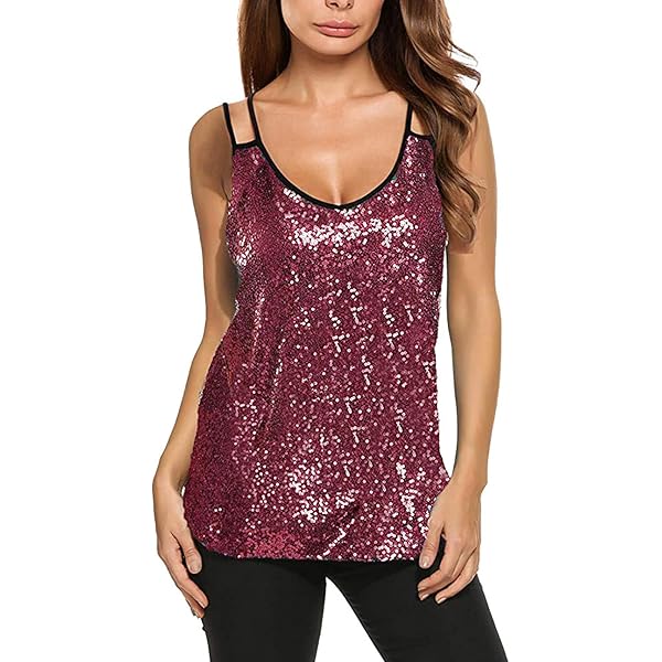 Silver Sparkle Camisole Tank Top Women Shimmer Camisole Vest