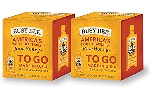 BUSY BEE Raw Honey Packets, 40 Packets Total, USA Wildflower Honey To-Go