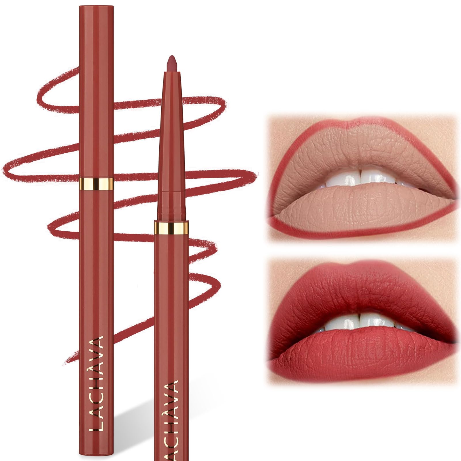 12 Colors Waterproof Nude Lip Liners Pencil - Matte Lip Liner Stain Long Lasting and Waterproof Lip Liner Pencil Non-Stick Cup for All Skin Types (#04, 7.3g)
