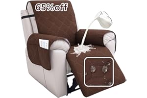 hyha 100% Waterproof Recliner Chair Covers, Non Slip Recliner Cover, Recliner Covers That Stay in Place, Reclining Slipcovers with Pocket, Furniture Protector for Pets, Dog (23.6", Chocolate)