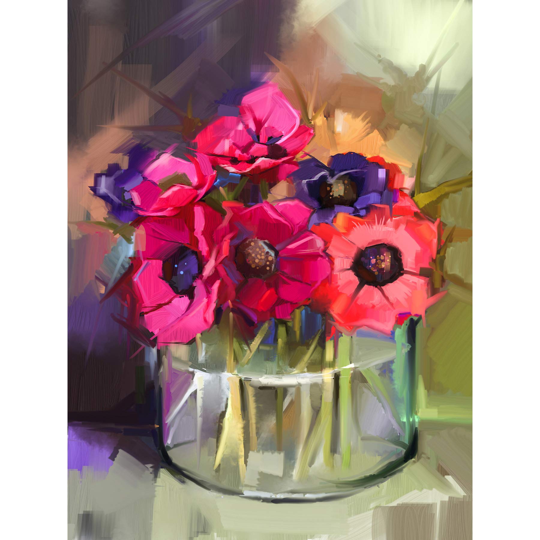 Wee Blue Coo Flowers Bouquet Anemones Large Wall Art Print Canvas Premium Poster