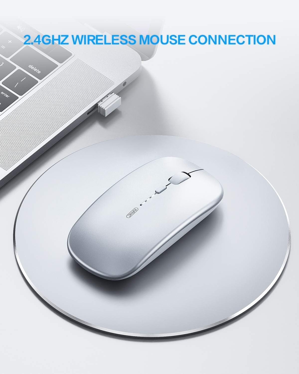 inphic Wireless Mouse Rechargeable, Ultra Thin 2.4G Silent Optical Mouse 1600 DPI with USB Receiver for Laptop PC, Mac - Image 3