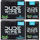 DUDE Wipes Flushable Wet Wipes Individually Wrapped for Travel, Unscented with Vitamin-E & Aloe, 100% Biodegradable (2 Pack, 60 Wipes)