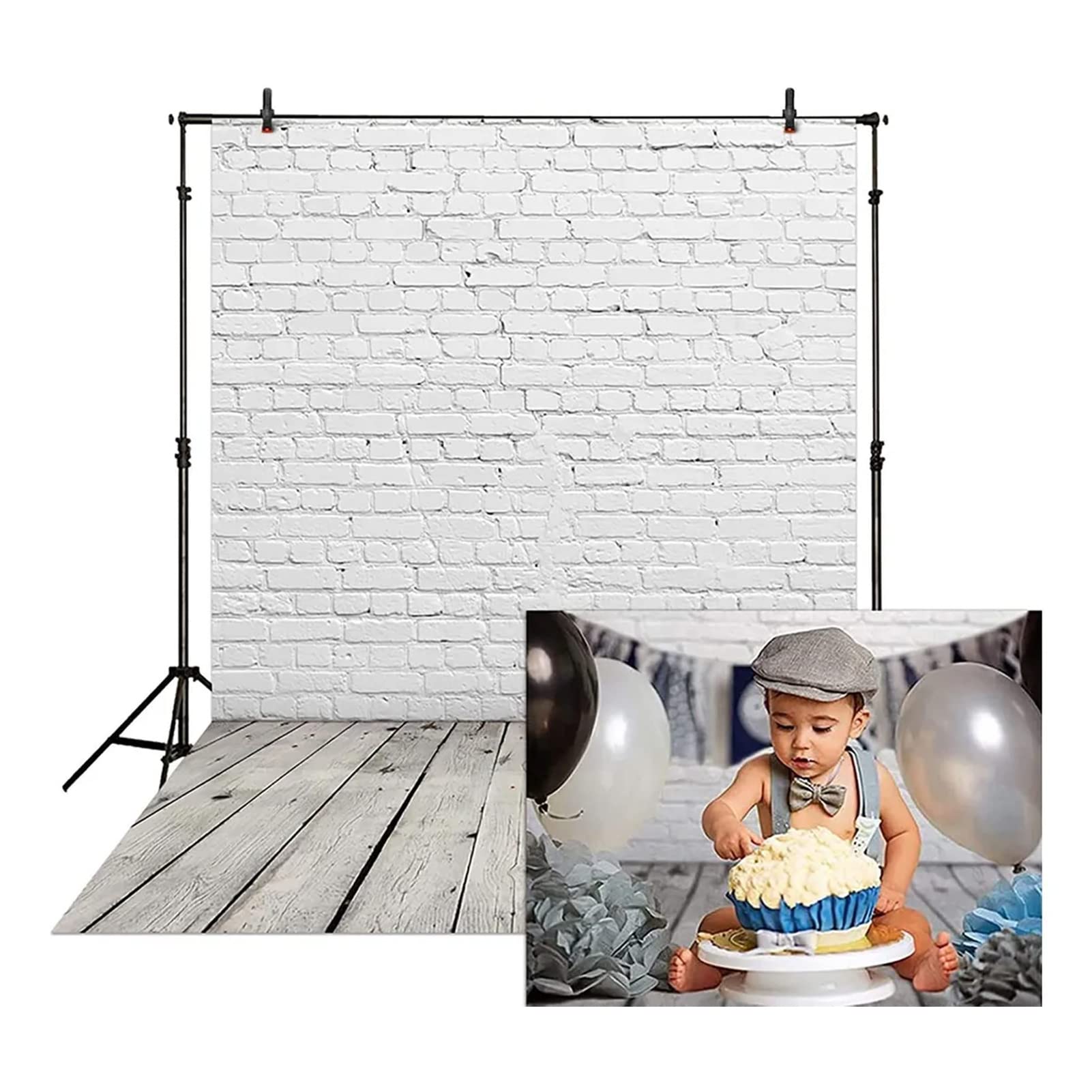 White Brick Wall Backdrop for Photography, White Brick Wall Photo Backdrop, Photography Background Wallpaper Photo Studio Props, 150x210cm