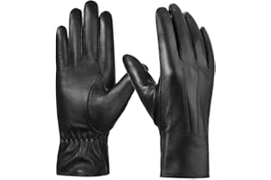BISON DENIM Sheepskin Leather Gloves for Women - Cashmere Lined, Touchscreen & Driving Gloves for Winter Cold Weather