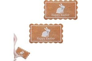 Easter Welcome Doormat, Nature Coir Doormat, Outdoor Natural Rabbit Welcome Non-Slip Front Mat Decorative Rugs, for Indoor Ho