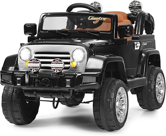 Amazon Costzon ライドオンカー 12v バッテリー駆動車 モーター2個付き ペアレンタルリモコン オープンドア ライト Mp3 音楽 ホーン スプリングサスペンション 高 低速 電動 トラック 子供用 ブラック 乗用玩具 三輪車 おもちゃ