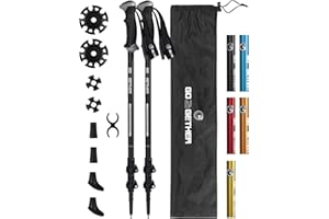 G2 GO2GETHER Aluminum Trekking Poles - Quick Adjustable Locks, Comfort Handle, Padded Strap, Snow Baskets - Walking Sticks Suitable for Hiking, Walking