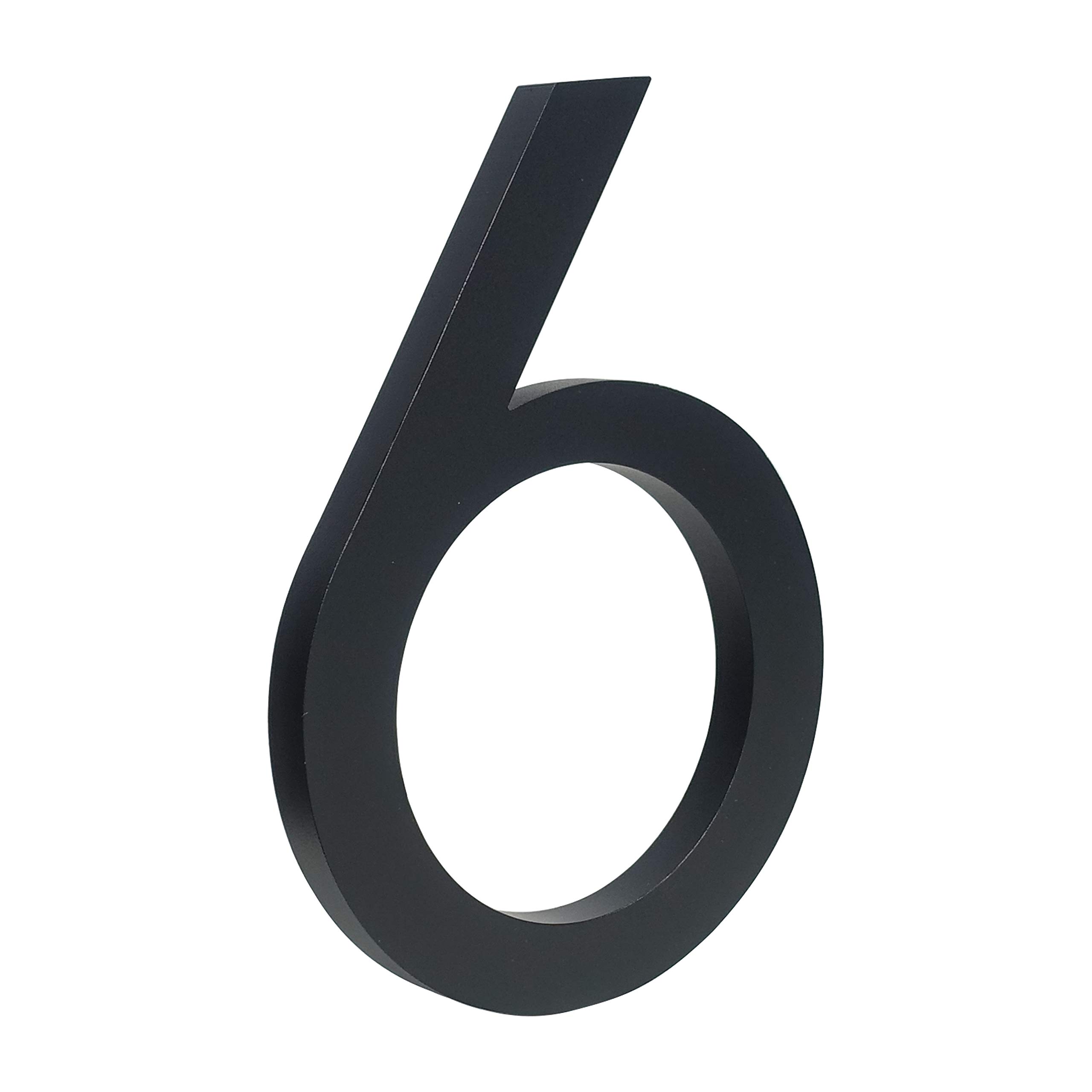HASWARE Floating House Number 6 inch Stylish Door Numbers Alphabet Plaque Street Home Address Numerals (Black, 6)