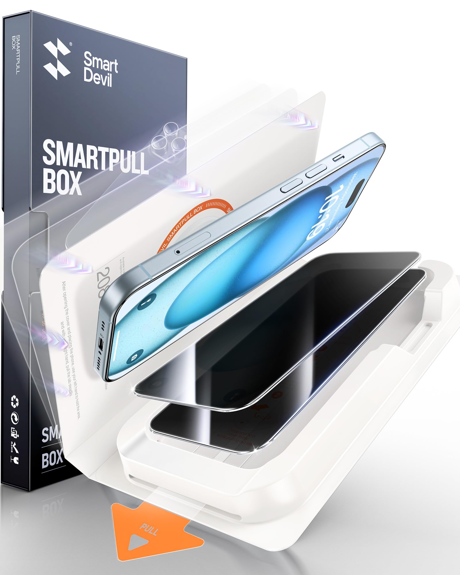 Photo 1 of SMARTDEVIL 2 Pack for iPhone 15 Privacy Screen Protector, Military Grade Shatterproof, 9H Hardness, Anti-Spy Tempered Glass, Fast & Easy Installation, Case Friendly