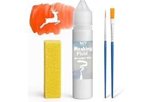 WAN2TLK Liquide de masquage pour peinture à l'aquarelle, liquide de masquage aquarelle de 30 ml avec 2 pinceaux et gomme, fou