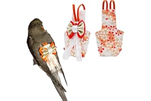 BARN ELEVEN Bird Flight Suits Diapers, Parrot Flight Suits Diapers for Monk Parakeets, Cockatiels Flight Suits, Parrot Clothes, Bird Training Nappy Suit Liners Clothes (L, Orange)