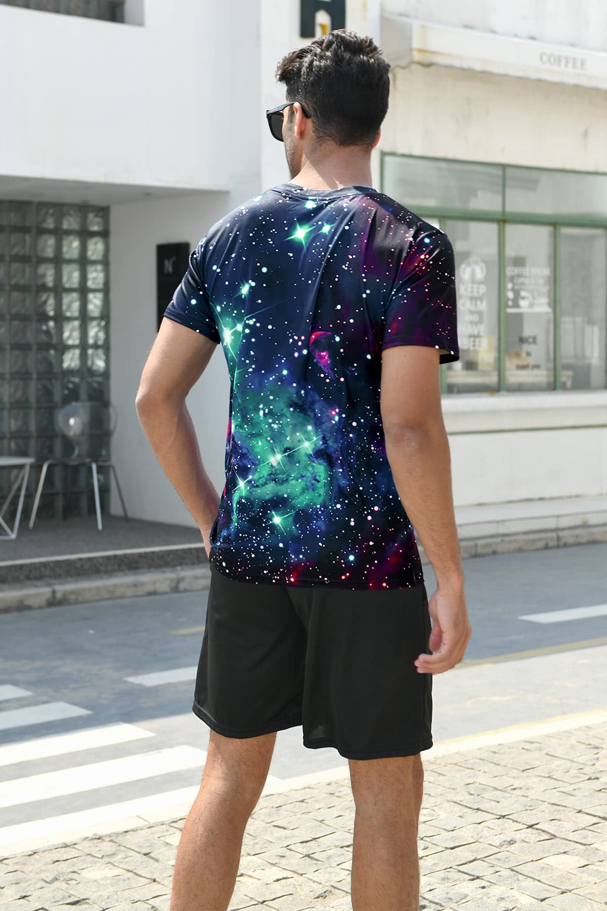 Fanient T-Shirts für Herren Galaxy Space Muster Vibes Kurzarm Tee Shirts 6