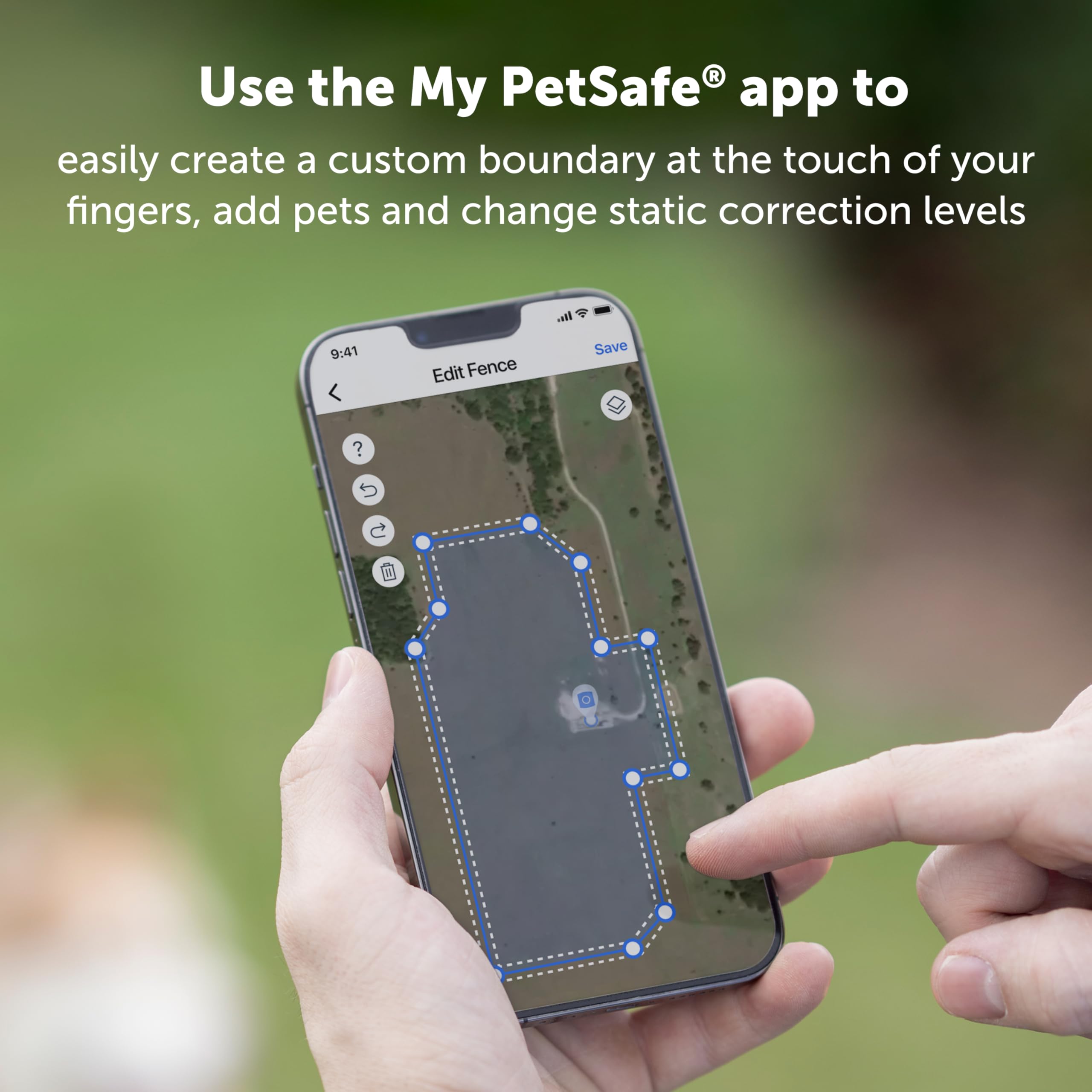 PetSafe Guardian GPS Connected Customizable Fence - Subscription-Free GPS Dog Fence for Large Yards, Create Your Own Boundary for up to 8 Dogs, 10 Static Levels, Long Battery Life & Smartphone Syncing