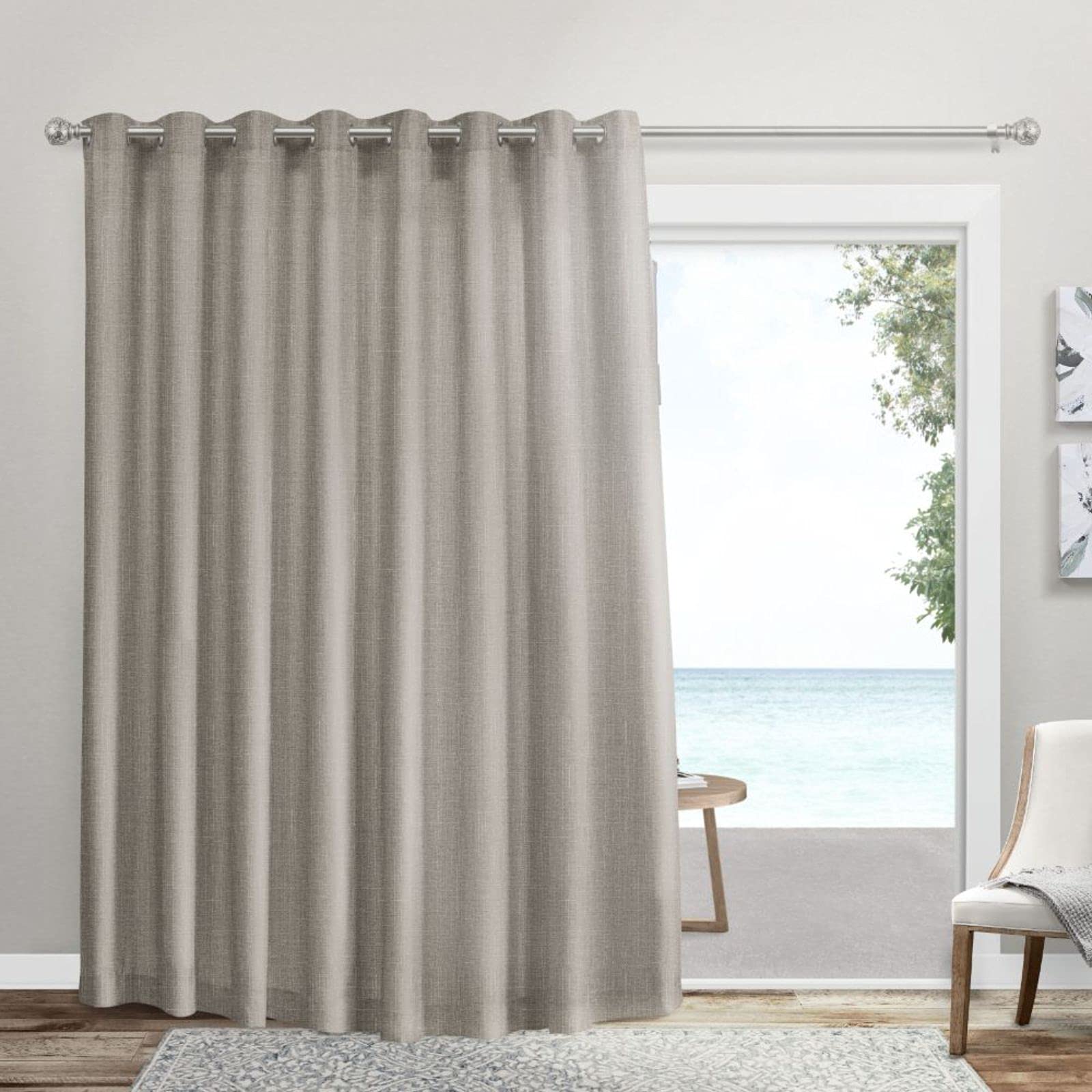 Exclusive Home Curtains Loha Patio Grommet Top Single Curtain Panel, 108x96, Beige