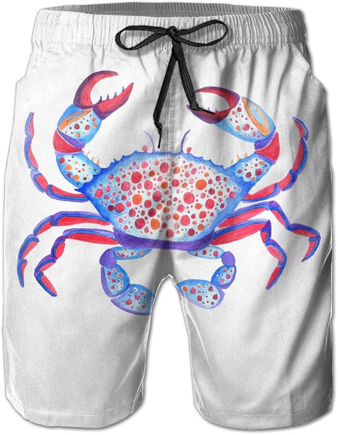 Men's Colorful Bule Crab Art Quick Drying Moisture Perspiration Beach