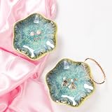 Binoster Leaf Jewelry Dish Crystal Green Ceramic Trinket Tray 11x3 cm view 3