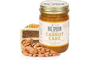 Big Spoon Roasters Carrot Cake Almond Butter With Sea Salt - Keto Friendly, Low Sugar Almond Butter - Crunchy & Bee-Friendly Almonds - Gourmet, Vegan Almond Nut Butter - 13 Ounces