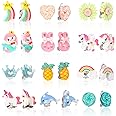 12 Pairs Kids Clip On Earrings for Girls, No Pierced Design Earrings, Rainbow Earrings for Kids, Princess Clip-on Earrings, Clip On Earrings Stud Set, Dress Up Princess Jewelry Accessories Best Gift