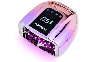 Purtato Professional Rechargeable 96W UV LED Portable Cordless UV Light for Nail Lamp Machine with Removable Stainless Steel Bottom,4 Timer Setting and Smart Sensor Nail Dryer (Gradient Purple)