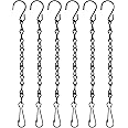 6PCS 10.0 Inches Hanging Chains for Bird Feeder, Plants, Lanterns, Hanging Chain with Hooks Strong for Bird Houses, Billboards, Chalkboards, Wind Chimes, Flower Pots, Signs and Ornaments - Black