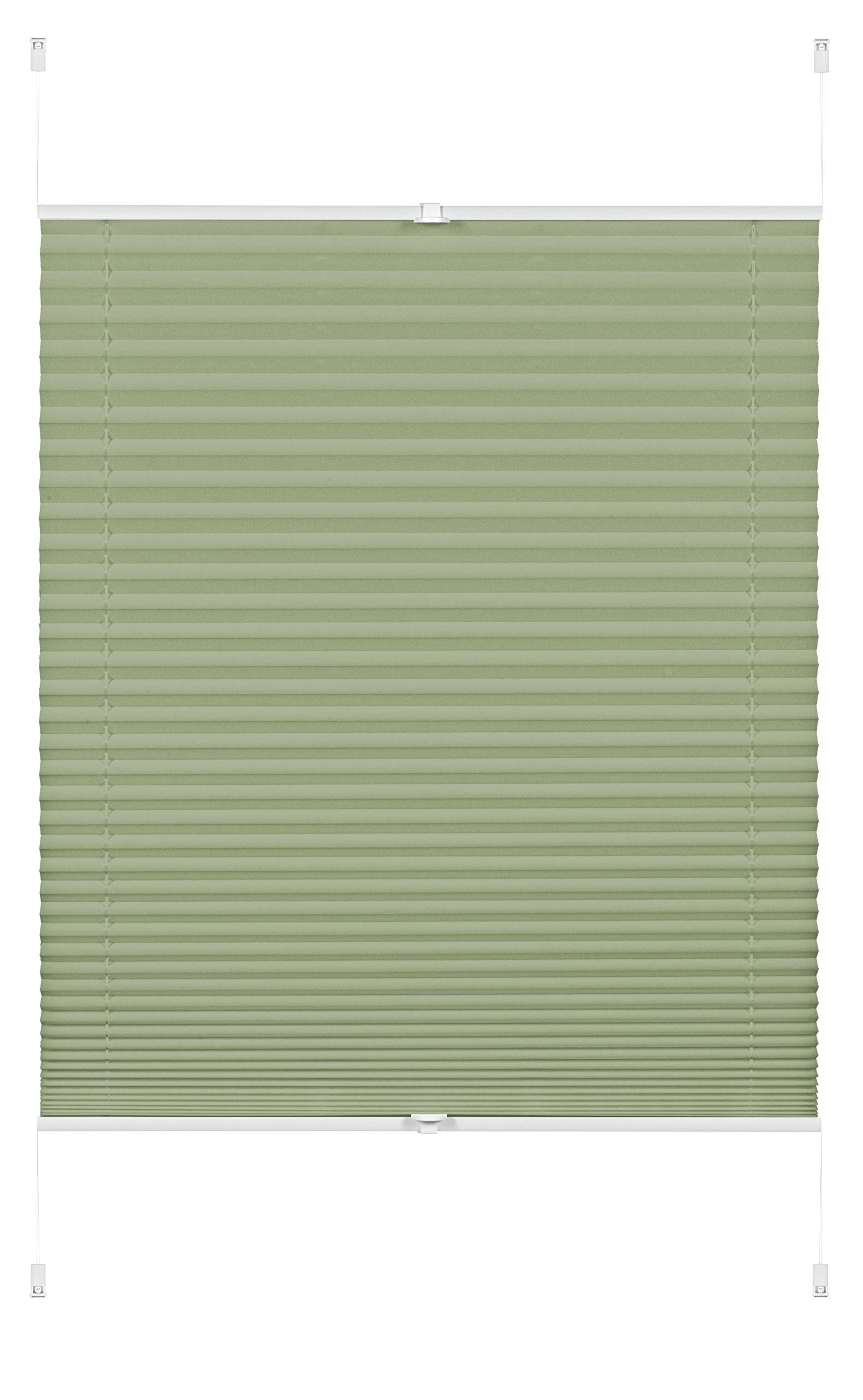 GARDINIA EASYFIX Greta Pleated Blind for Clamping, Opaque Folding Blind, All Mounting Parts Included, Mint Green, 60 x 130 cm (W x H)