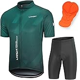 Lixada Men's Cycling Jersey Short Sleeve with Padded Shorts Quick-Dry Summer Short Bike Clothing Bicycle Shirts Pants Set