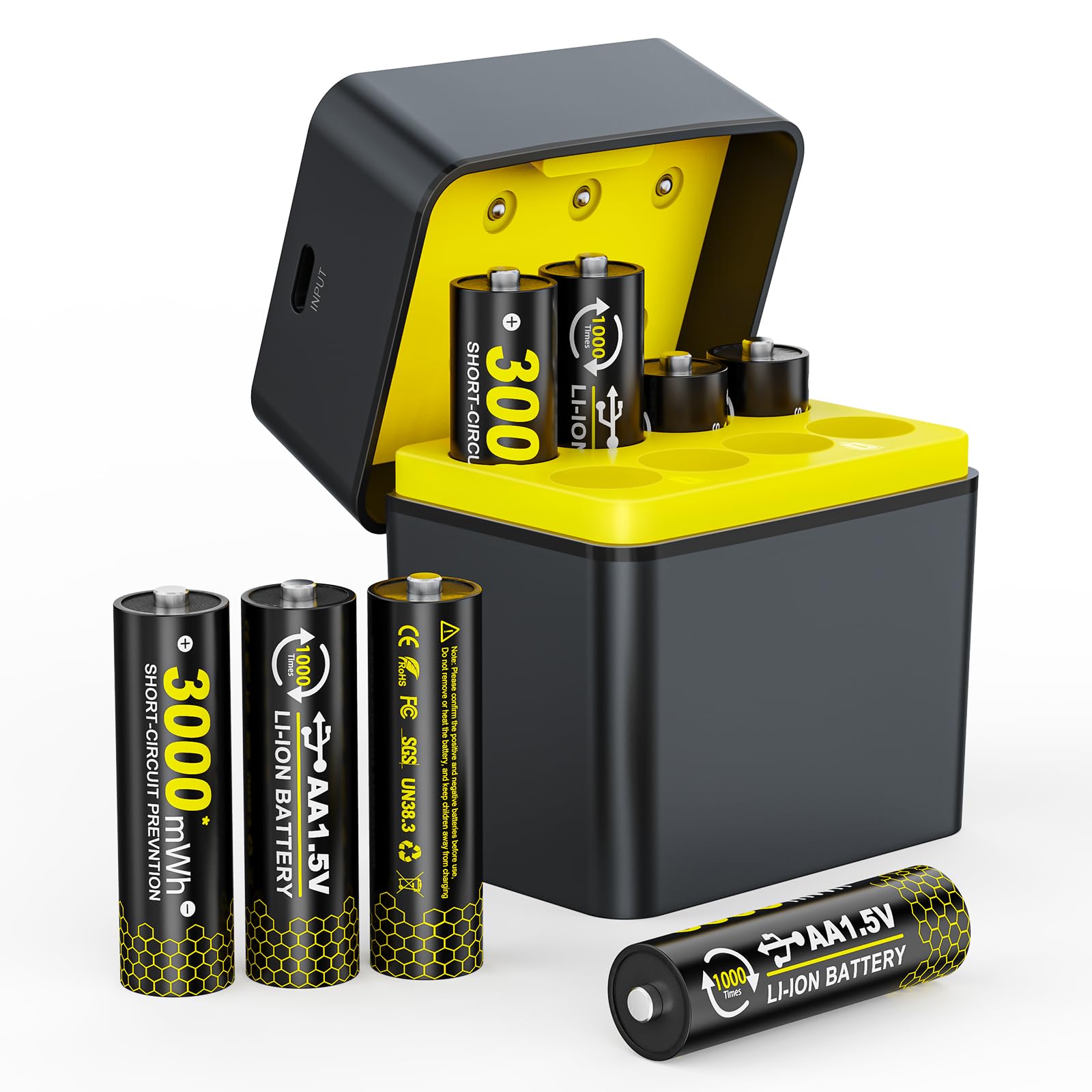 Photo 1 of All-in-One 8-Pack Lithium AA Batteries & Charger Box Kit, 3000mWh Batteries with 2000 Cycles & 2H Quick Charging & Storage Box, USB-C 5V/3A, Great for Camera, Toys Home & Outdoor Gadgets