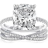 RODIFFY 5CT Pear Cut Engagement Ring Set for Women, S925 Silver Open Band 5A Cubic Zirconia Wedding Bridal Ring Set