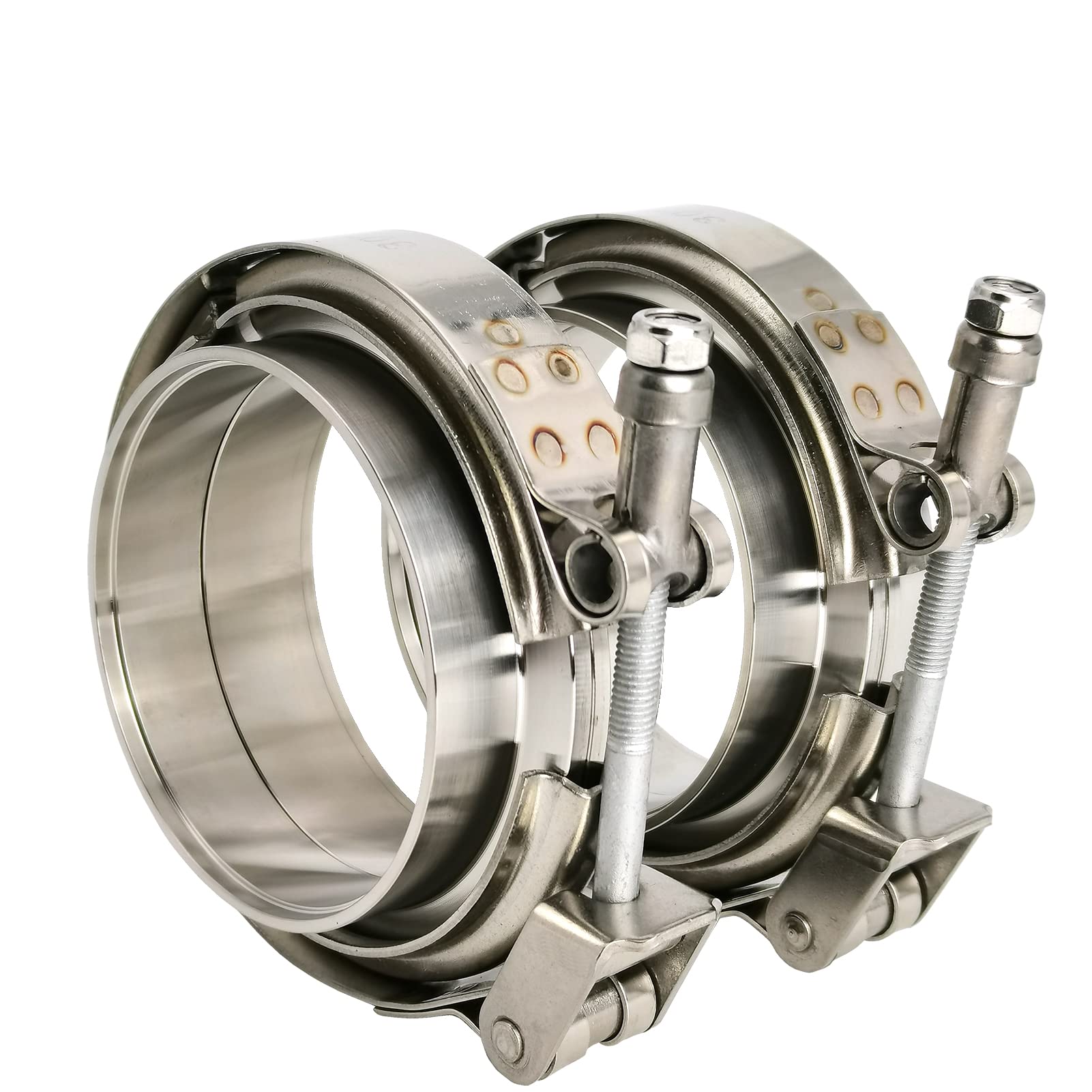 Photo 1 of GaeaAuto 2 X 3 inch Quick Release V Band Clamp with Male Female Flanges 304 Stainless Steel for Turbo Downpipes, 2 Pack