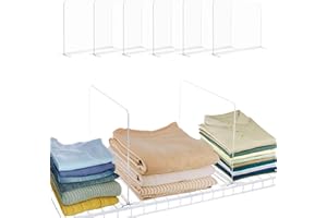 ANIRUDH Acrylic Shelf Dividers for Closet-Organization - Purse Organization for Closet Shelf,for Direct Wall Mount Closet Shelf,Suitable for Bedroom,Office,Pantry,Garage Easy Clip,No Tool(6Pack)