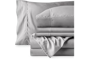 Bare Home Hotel Luxury Queen Sheet Set, Extra Soft - 6 Piece Set - Deep Pockets - Easy Fit - Cooling & Breathable - Wrinkle, Fade, Stain Resistant - Set Includes 4 Pillowcases (Queen, Light Grey)