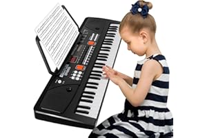M SANMERSEN Piano for Kids with Microphone, Keyboard Piano for Beginners Electronic Keyboard 61 Keys with Dual Speakers/LED Display/AUX-in Jack/Music Stand Piano Toys for Boys Girls Ages 3-12