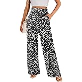 ECOWISH Palazzo Pants for Women Casual Summer Loose Baggy Wide Leg Flowy High Waisted Polka Dot Trouser with Belt Pocket 2026