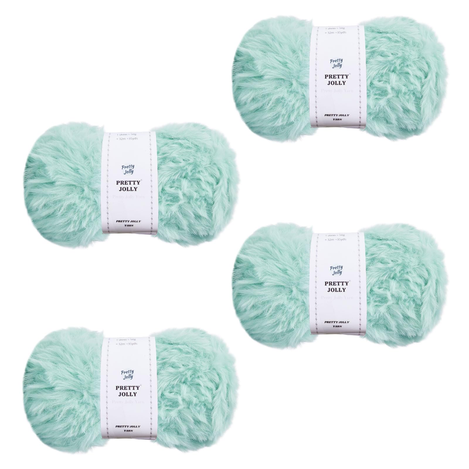 Pretty Jolly 4 Balls Faux Fur Super Soft Chunky Fluffy Eyelash Polyester Yarn (Cyan) — image 1